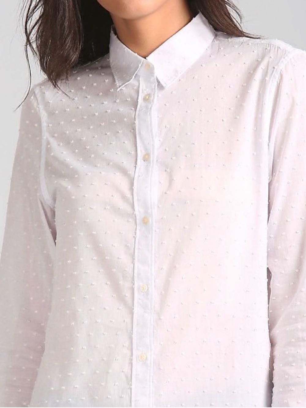 GAP White Swiss Dot Button-Down Shirt